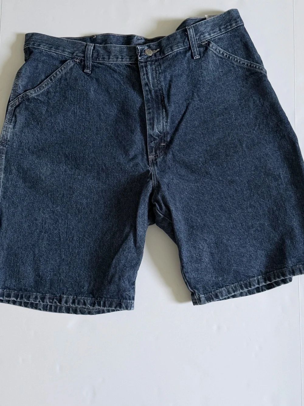 Wrangler Carpenter Denim Shorts  38 Regular Blue Cotton Work Utility Relaxed Fit